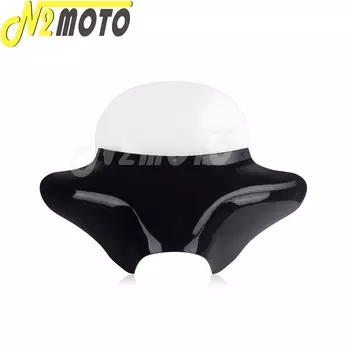 Передняя фара из АБС-пластика для мотоцикла с крыльями летучая мышь, прозрачное лобовое стекло с крепежным кронштейном, комплект для Harley Road King Softail Fat Boy Honda