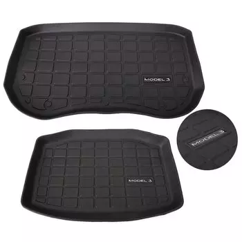 Передняя накладка из ТПЭ для Tesla Model 3 2021 2022 2023, коврик для заднего багажника, водонепроницаемый защитный вкладыш для багажника, напольный коврик