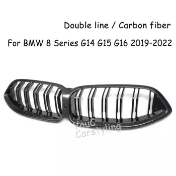 G14 Решетка переднего бампера из настоящего углеродного волокна для BMW 8 серии G14 G15 G16 840i 2019 2020 2021 2022 Сменная решетка