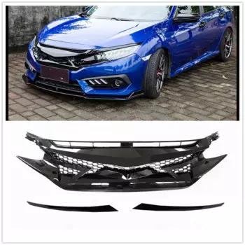 Передняя решетка-гриль для Honda Civic 10 поколения 2016-2018 Si Тип хэтчбека R Модели 2019-2021 черный верхний бампер для автомобиля стандартная сетка