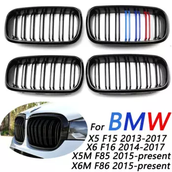 Передняя решетка капота, бампер, черная двойная решетка, подходит для BMW F15 X5 F16 X6 2014-2017 X5M X6M, автомобильные аксессуары, запасная часть