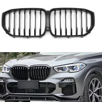 Для BMW X5 G05 2019-2022 30d 40i 50i M50d X5M F95 Передняя решетка почек Racing Grill с одной планкой, верхний бампер, сетка капота
