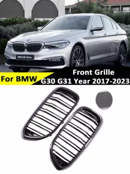 Передняя решетка радиатора для BMW 5 серии G30 G31 2017-2020 M5, углеродное волокно, цвет M, блестящий черный чехол