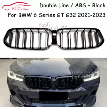 Передняя решетка радиатора для BMW 6 серии GT G32 2021 2022 2023 глянцевая черная двойная линия верхний бампер бленда