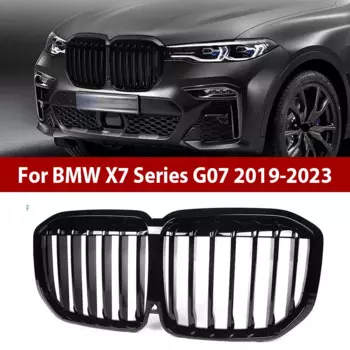 Передняя решетка радиатора для BMW серии X7 G07 2019-2023, одиночная двойная решетка радиатора, глянцевый черный передний капот, Сменная вставка