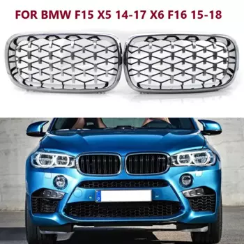 Передняя сменная решетка для радиатора BMW F15 X5, Алмазная решетка в стиле метеорита, хромированная, черная, для BMW X6 F16 2014-2018