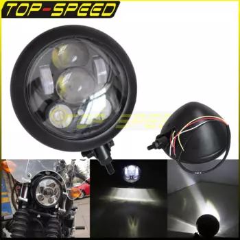 Передняя светодиодная фара 5,75 дюйма 12 В для Harley Honda Yamaha Custom Bobber Chopper Cafe Racer Retro, налобный фонарь