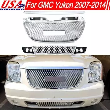 Передняя верхняя и нижняя решетка переднего капота для GMC Yukon Denali 2007-2014, хромированные решетки переднего бампера, сотовая решетка радиатора