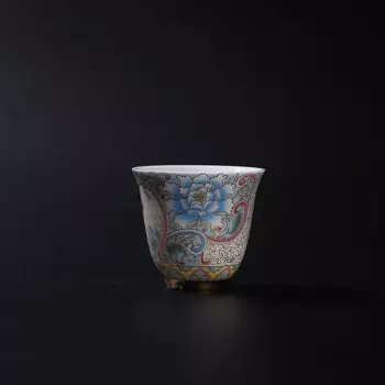 Перегородчатая Серебряная чашка маленького размера, личная керамическая чашка для чая из магнолии, одинарная чашка, эмалированный цвет, стильная чайная чашка, бумажная коробка