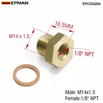 Переходник датчика давления EPMAN 1/8 дюйма NPT к M14x1,5 или M16x1,5 «папа» с дробильной шайбой EPCGQ204/EPCGQ211