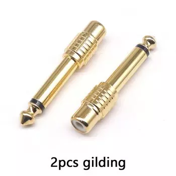 Переходник для аудио, с медным стержнем, позолоченный 6,5, 6,35 rca, 2 6,5