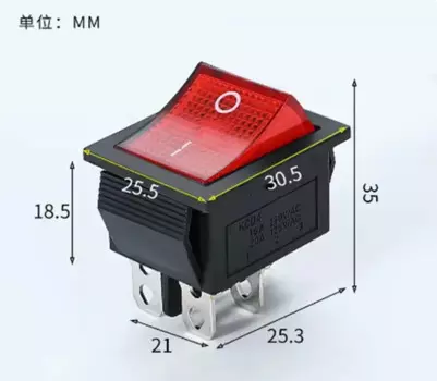 Переключатель AEVYVKV KCD4 6-контактный с подсветкой красный