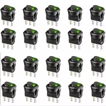 Переключатель AOKIN 12В 20А 3-контактный светодиодный 20 шт.