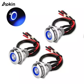 Переключатель AOKIN 16/19 мм 12В с подсветкой