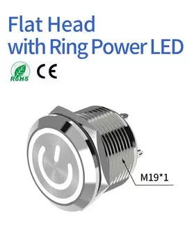 GTRIC 19 мм Мгновенный металлический кнопочный переключатель сварочные ножки водонепроницаемый круглый выключатель питания кольцо мощность Светодиодная лампа кнопка с плоской головкой