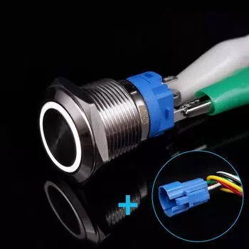 Переключатель кнопки PRONCH, металлический, с подсветкой, 12В/220В, 16/19/22 мм