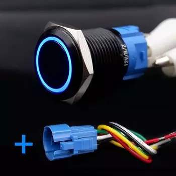 Переключатель PRONCH черный кнопочный с подсветкой 16/19/22 мм