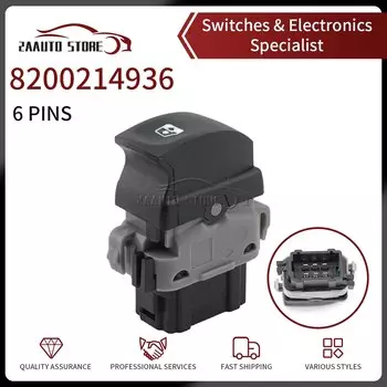Переключатель Стеклоподъемника 8200214936 для 2005-2014 Renault Clio 2007-2014 Renault мало электрического автомобиля, однокнопочный, 6 контактов