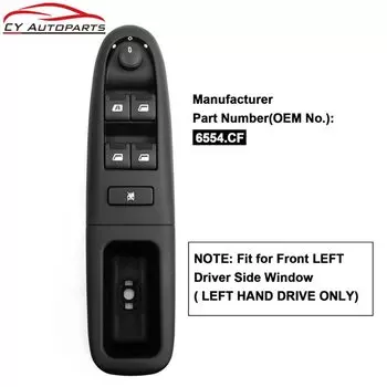 Переключатель Стеклоподъемника YAOPEI для Peugeot 406, 8B, 1995-2004, 6554CF, 6554.CF, передний левый, электронный