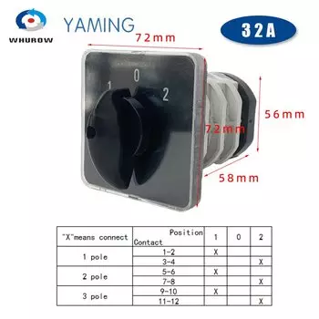 Переключатель YMZ12-32/3 Whurow 32А 3-полюсный серебристый
