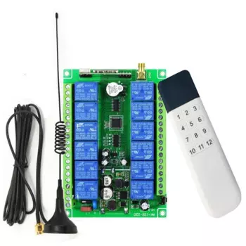 Переменный ток, постоянный ток, 12 В, 24 В, 36 В, 10 А, 12-канальное реле, беспроводной Радиочастотный выключатель освещения с дистанционным управлением, включение/выключение промышленного/фермерского питания, 100 м