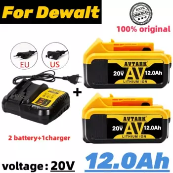 Перезаряжаемая батарея DCB180 20 в для электроинструментов DeWalt 18 в, Замена литий-ионной батареи DCF887 DCG405 DCF880 DCD791 DCF922 12,0 Ач