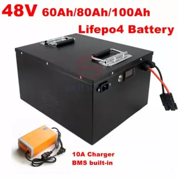 Перезаряжаемый аккумулятор Lifepo4 48 В, 60 Ач, 80 Ач, 100 Ач, 3,2 В, 80 Ач для 48 В, аккумуляторы для электромобилей + зарядное устройство 10 А