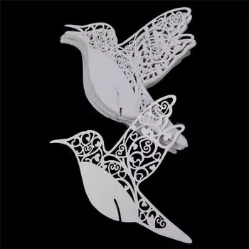 Перламутровые карточки с летящими птицами для свадьбы 50 шт JETTING