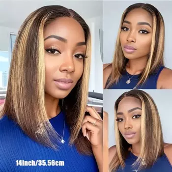 Perruques Cheveux Humains HD Бесклеевой парик Человеческие волосы Готов к ношению Прямой боб Парик из натуральных волос на кружеве спереди Бесклеевой предварительно сорванный