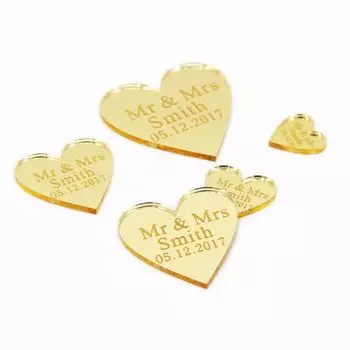 Персонализированные акриловые сердечки-бирки 30 шт.