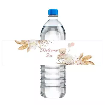 Персонализированные наклейки на бутылки с водой "Добро пожаловать", бохо стиль, медведь