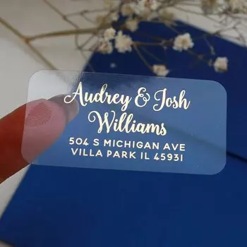 Персонализированные прозрачные золотые наклейки 50 шт.