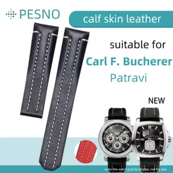Pesno подходит для Карла Ф. Ремешок для наручных часов Bucherer PATRAVI из натуральной кожи 00,10615/10625, 19 мм 20 мм 21 мм, черный кожаный ремешок из телячьей кожи