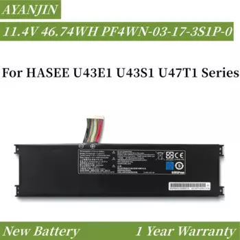PF4WN-00-17-3S1P-0 11,4 V 46.74WH Аккумулятор для ноутбука HASEE U43E1 U43S1 U47T1 серии PF4WN03173S1P0 3ICP6/62/69