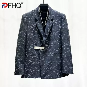 PFHQ осенний новый индивидуальный дизайн, мужской пиджак, модный повседневный универсальный 2024, контрастный цвет, мужские топы с длинными рукавами 21Z6260