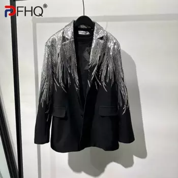 PFHQ повседневные пиджаки с блестками для мужчин, однобортные легкие роскошные свободные креативные индивидуальные универсальные пальто, осень 21F3890