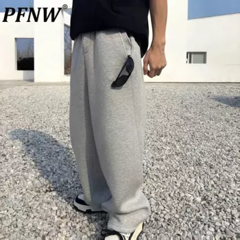 PFNW High Street Space Хлопковые однотонные расклешенные спортивные штаны с силуэтом для мужчин, свободные повседневные брюки, новинка осени 12C1133