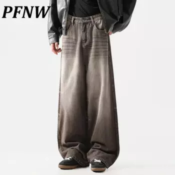 PFNW шикарные волнистые дизайнерские потертые джинсы Мужская Уличная одежда в американском стиле свободные брюки с широкими штанинами осенние мужские брюки 28W4685