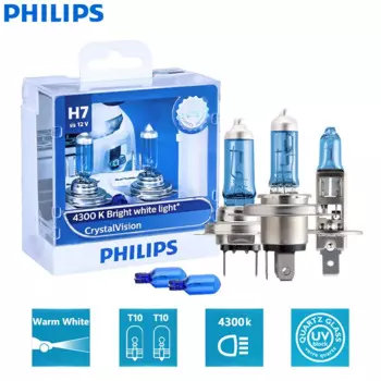 Philips Crystal Vision H1 H4 H7 H11 HB2 HB3 HB4 9003 9005 9006 12V CV 4300K Ярко-белый автомобильный галогенный головной фонарь Автомобильная лампа (Twin)