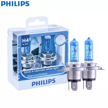 Philips Diamond Vision 9003 HB2 H4 12 в 60/55 Вт P43t 12342DVS2 5000K холодный светильник свет Автомобильная галогенная фара Ближний/Дальний свет (двойная упаковка)