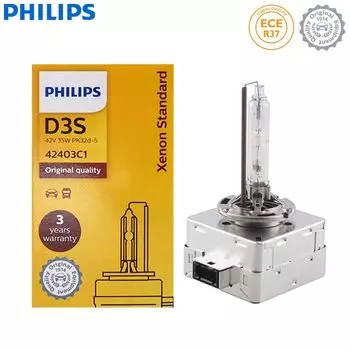 Philips HID D3S 35 Вт ксеноновая стандартная лампа 4200K, оригинальная автомобильная фара, ярко-белая замена, обновление D3 ECE 42403C1, 1x