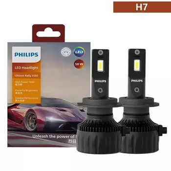 Philips LED H4 H7 H11 100 Вт 9000LM Ultinon Rally 3550 HB3 HB4 HIR2 Автомобильный головной фонарь 6500K Белый мощный люмен Ватт Светодиодные лампы 2X