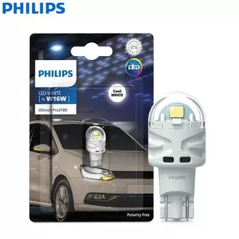 Philips LED T16 W16W Ultinon Pro3100 6000K холодный белый цвет авто задний фонарь заднего хода светодиодная противотуманная лампа освещение Оригинал 11067CU31B1
