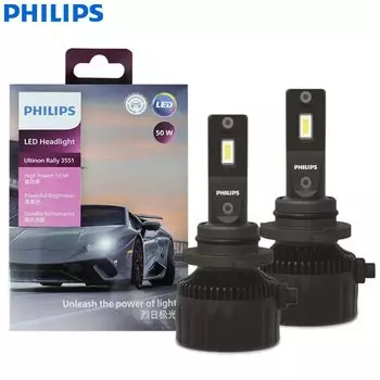 Philips Светодиодная автомобильная фара HB3 HB4 9005 9006 Ultinon Rally 3551 50 Вт 4500 лм 6500 К Белый Макс. люмен Ватт Мощная лампа для автомобиля
