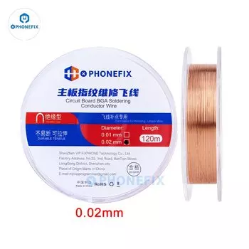 PHONEFIX 0,01 мм 0,02 мм изолированная паяльная перемычка провод провод 120 м для материнской платы iPhone ремонт электронного чипа BGA