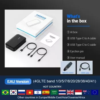 Picasou 2 Pro Car Play Ai TV Box Беспроводной адаптер CarPlay Android Auto QCM6125 Система Android 10 для Utube Net flix
