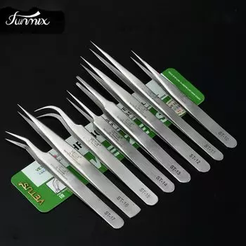 100% Пинцет VETUS ST Series из нержавеющей стали, накладные ресницы, искусственные ресницы, ремешок, ручной набор, инструменты для обслуживания