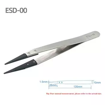 Антистатический Пинцет ESD, сменный пинцет с наконечниками, корпус из нержавеющей стали, проводящий пластиковый пинцет из углеродного волокна