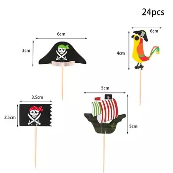 Пиратские топперы для кексов WEIGAO, 24 шт.