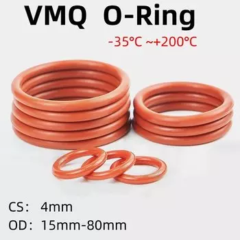 Пищевые классные красные силиконовые уплотнительные кольца VMQ, 10/20/50 шт., диаметр 15-80 мм, толщина CS 4 мм, кольца шайба прокладки, водонепроницаемые и термостойкие